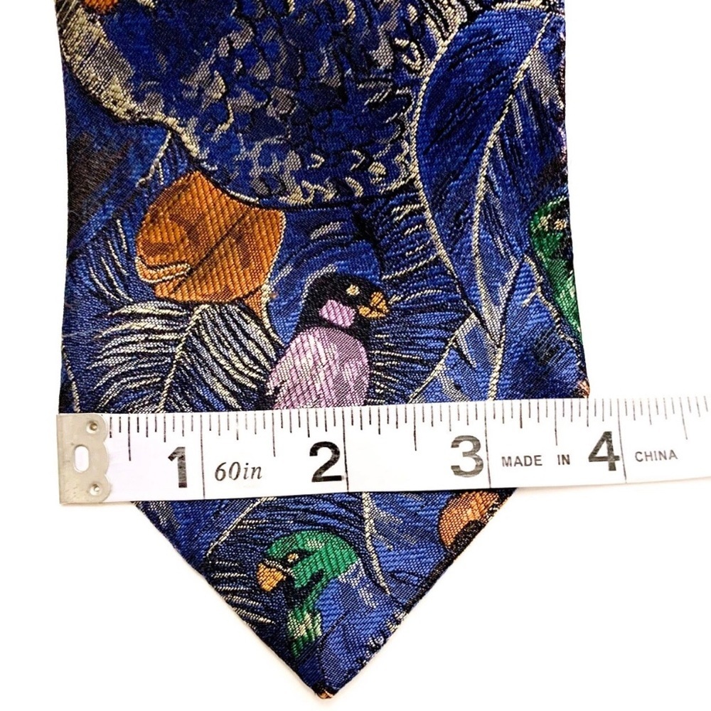 Hugo Boss Men's Tie Necktie 100% Silk Made in Italy Designer / Parrots / Birds - Picture 6 of 11